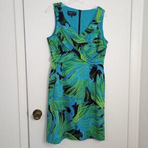 Jones New York Tropical Leaf Print Sleeveless Dress